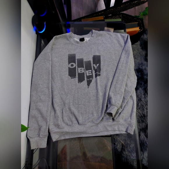 Obey Other - Gray Obey Mens Crewneck L